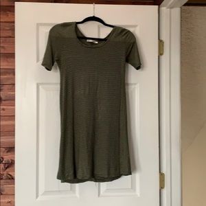 Olive green and black striped dress